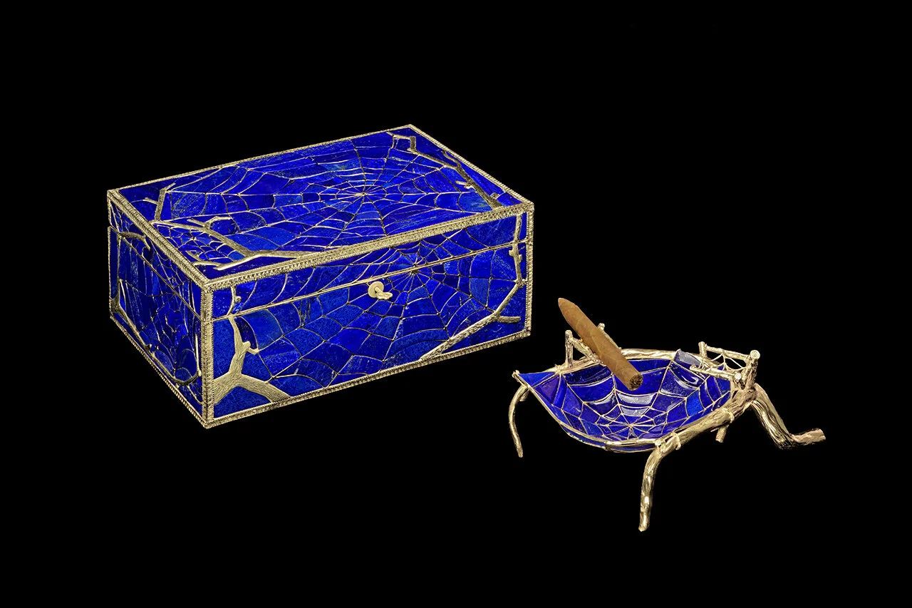 L'aquart Lapis Lazuli Spider Web Humidor and Ashtray set — The